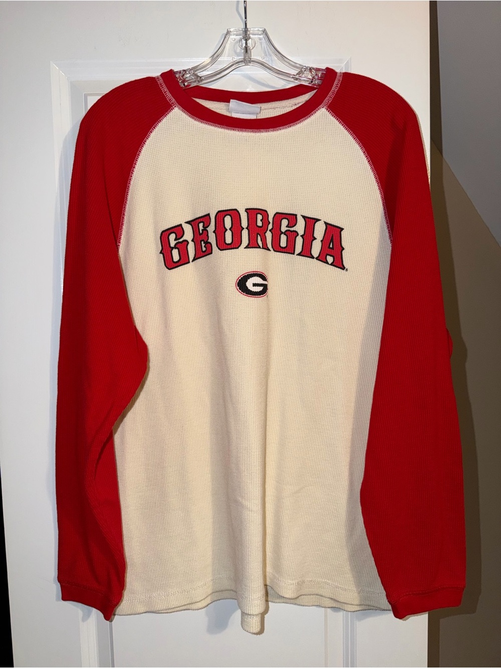 Pro Edge Georgia Raglan Long Sleeve in Red & Cream